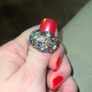 Fossil Multicolor Crystal Ring